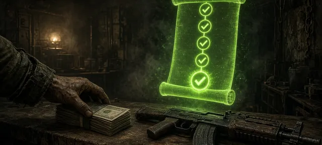 Compra en un mostrador con un registro holográfico de pasos verificados